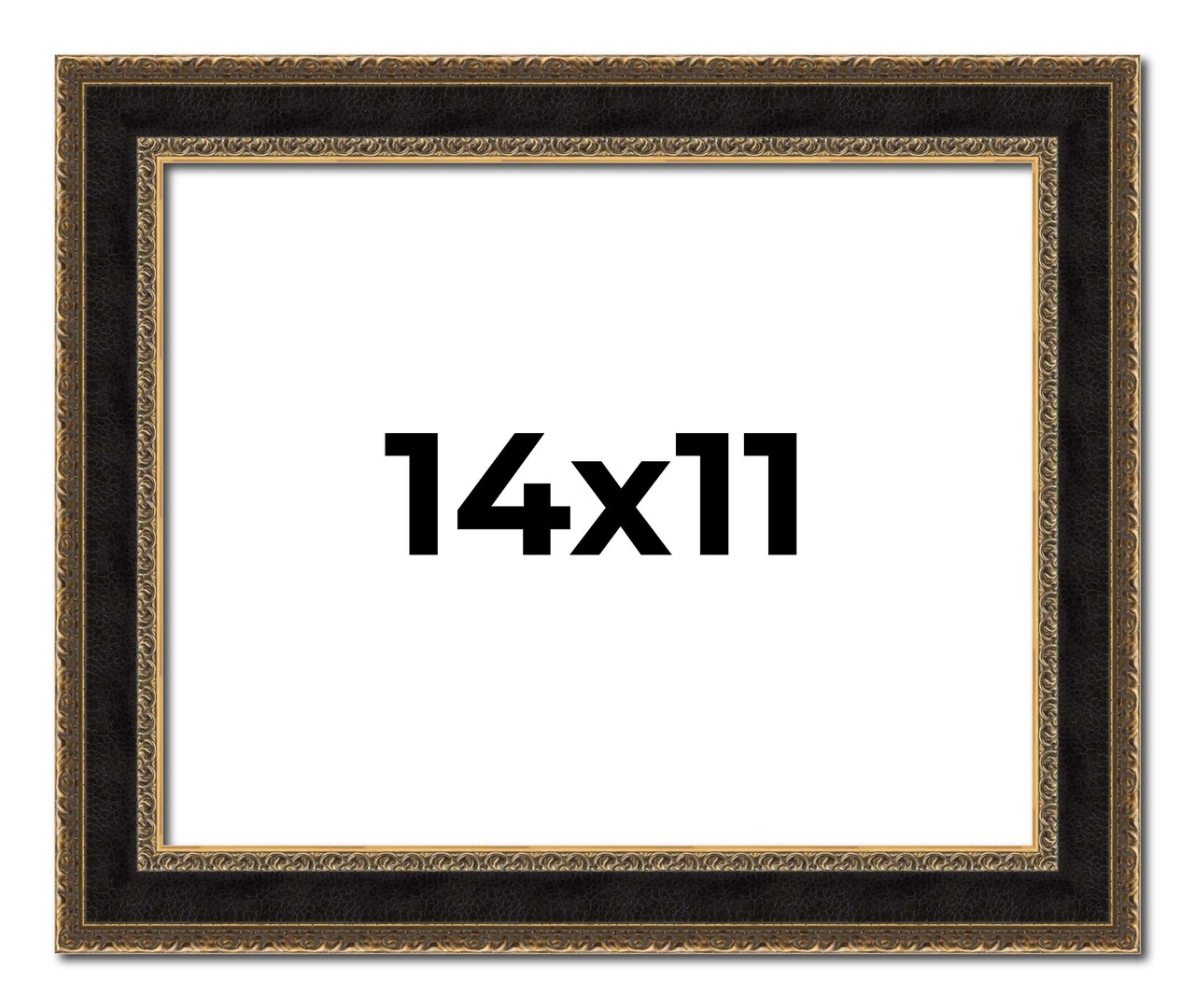 14x11 Ornate Brown Picture Frame - UV Acrylic, Foam Board Backing, Hanging Hardware